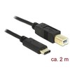 DELOCK Cable Cable USB Type-C 2.0 vyriškas > USB 2.0 Type-B male 2.0 m juodas