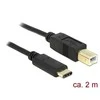 DELOCK Cable Cable USB Type-C 2.0 vyriškas > USB 2.0 Type-B male 2.0 m juodas