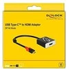 ADAPTER USB C(M)->HDMI(F)(THUNDERBOLT 3/DISPLAYPORT ALT MODE) NA KABLU 20CM JUODA DELOCK