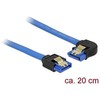 DELOCK Cable SATA 6 Gb/s lizdas tiesus > SATA lizdas kairysis kampinis 20cm mėlynas su auksiniais spaustukais