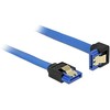 DELOCK Cable SATA 6 Gb/s lizdas tiesus > SATA lizdas žemyn kampuotas 70cm mėlynas su auksiniais spaustukais