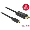 Kabelis USB Delock USB-C - DisplayPort 3 m Juodas (85257)