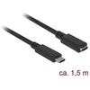 DELOCK ilgintuvas SuperSpeed USB USB 3.1 Gen 1 USB Type-C vyriškas > moteriškas 3 A 1,5 m juodas