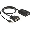 Delock Adapteris DVI kištukas prie DisplayPort 1.2 moteriškas juodas 4K 50 cm