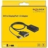 Delock Adapteris DVI kištukas prie DisplayPort 1.2 moteriškas juodas 4K 50 cm