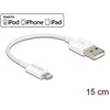 Delock Atblokuokite USB duomenų ir įkrovimo laidą, skirtą iPhone™, iPad™, iPod™, baltas 15 cm