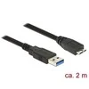 DELOCK Cable USB 3.0 Type-A male > USB 3.0 Type Micro-B male 2.0 m juodas