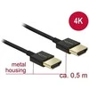 DELOCK kabelis didelės spartos HDMI su eternetu – HDMI-A kištukas > HDMI-A vyriškas 3D 4K 0,5 m Slim Premium