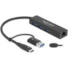 Delock 3 Port USB 3.2 Gen 1 Hub + Gigabit LAN