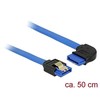 DELOCK Cable SATA 6 Gb/s lizdas tiesus > SATA lizdas stačiu kampu 50cm mėlynas su auksiniais spaustukais