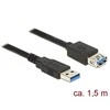 DELOCK ilgintuvas USB 3.0 Type-A male > USB 3.0 Type-A Mother 1,5 m juodas