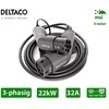 Mennekes Elektromobilio įkrovimo kabelis DELTACO Type 2 - Type 2, 3 fazių, 32A, 22KW, 5m / EV-3205