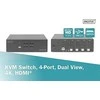 DIGITUS KVM-Switch 4 prievadų dvigubas ekranas, 4K, HDMI