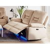 Beliani Dvivietė sofa su elektrine relaksacijos funkcija BERGEN veliūrinė šviesiai smėlio spalvos su USB prievadu