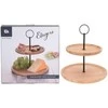 Excellent Houseware Bamboo Serviravimo Lėkštė 2 Aukštų 24 cm
