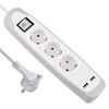 Electraline Prailginimo laidas A8D7E, 3 x 1 mm², 2 m, 3 lizdai, 2 USB