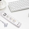 Electraline Prailginimo laidas A8D7E, 3 x 1 mm², 2 m, 3 lizdai, 2 USB