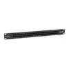 Equip 50 prievadų Cat.3 RJ45 ISDN komutacinė panelė, juoda, Cat3, juoda, montuojama į stovą, 1U, 44 mm, 483 mm