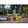 Pedalinis traktorius–ekskavatorius FALK KOMATSU su kaušu ir priekaba