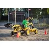 Pedalinis traktorius–ekskavatorius FALK KOMATSU su kaušu ir priekaba
