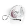 FLEXI Glam Splash Rožinė with Swarovski crystals M - Dog Retractable lead - 5 m - baltas