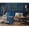 Eurofirany LIMITED COLLECTION MUSA2 Minkštas ir švelnus pledas, dekoruotas auksiniu bananų lapų raštu, 150X200 cm, spalva: tamsiai mėlyna / auksinė