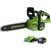 Greenworks GD24CS30K4 grandininis pjūklas 24 V su 30 cm ilgio juosta (su 4Ah akumuliatoriumi ir krovikliu)