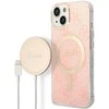 Apple iPhone 14 Plus Guess dėklas 4G Print MagSafe + Belaidis Įkroviklis (GUBPP13LH4EACSW) rožinės spalvos