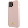 Apple iPhone 13 Guess dėklas silikoninis Script Gold Logo Magsafe (GUHMP13MLSLMGLP) light rožinės spalvos