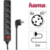 Prailginamasis laidas Hama 6 krypčių, jungiklis, 3 m, juodas