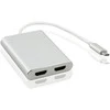 „helos“ skirstytuvas USB 3.1 C tipo kištukas / 2x HDMI lizdas, PREMIUM 4K, sidabrinis