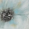 Eurofirany Rankomis tapytas gėlių paveikslas ant drobės, smėlio ir mėlynos spalvos gėlės, 60x60 cm kvadratinis paveikslas, klasikinis elegantiškas dekoras, unikali tekstūrinė sienų dekoracija