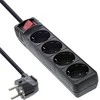 Galios juosta InLine ® F tipo maitinimo linija vokiškai 4 prievadas su jungikliu + vaikų sauga Blokuoti juodą 5m