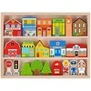 Tooky Toys Paimtas žaislinis medinis pastatų komplektas ir „Figurines City“