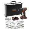 Akumuliatorinis gręžtuvas-suktuvas Black &amp; Decker BDCDC18BAFC + 2x1.5Ah + antgalių rinkinys