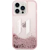 Apple iPhone 14 Pro Karl Lagerfeld dėklas Liquid Glitter Big KL (KLHCP14LLBKLCP) rožinės spalvos