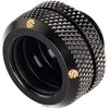 Bitspower daugiajungtis adapteris, jungiantis tiesų G1/4 colio vidinį sriegį su 14 mm išorinio skersmens kietu vamzdžiu – matinis juodas