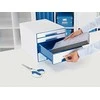 Leitz LEITZ CUBE WOW Schubward Box perlweiss- blau mit 4 Schubward. Tvirtas ir stabilus ansprechestm 2-farbigem WOW Design Hochglanz - 52132036