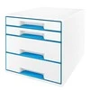 Leitz LEITZ CUBE WOW Schubward Box perlweiss- blau mit 4 Schubward. Tvirtas ir stabilus ansprechestm 2-farbigem WOW Design Hochglanz - 52132036