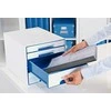 Leitz LEITZ CUBE WOW Schubward Box perlweiss- blau mit 4 Schubward. Tvirtas ir stabilus ansprechestm 2-farbigem WOW Design Hochglanz - 52132036