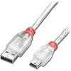 USB Kabelis - LINDY USB 2.0 tipo A į Mini-B Laidas, M/M, Didelio Greičio, 0.5 m, Skaidrus