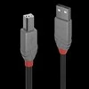 USB Kabelis - LINDY Anthra Line USB 2.0 Type A į B Laidas, 2 m, Juodas