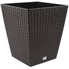 Prosperplast Lauko plastikinis vazonas RATO SQUARE, su įdėklu, rudos sp., 33 x 33 x 61 cm