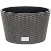 Prosperplast Lauko plastikinis vazonas RATO ROUND, su įdėklu, rudos sp., 40 x 40 x 38 cm