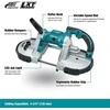 Makita DPB180Z Akumuliatorinis juostinis pjūklas,120X120mm, 18V, be akumuliatoriaus ir kroviklio