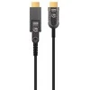 MANHATTAN aktyvus didelės spartos HDMI šviesolaidinis kabelis su nuimama jungtimi 4K@60Hz UHD, HDMI kištukas į Micro HDMI kištuką (D tipo) ir nuimama HDMI kištukė (A tipo), 50 m, HEC, ARC, paauksuoti kontaktai (355537)