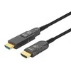 MANHATTAN aktyvus didelės spartos HDMI šviesolaidinis kabelis su nuimama jungtimi 4K@60Hz UHD, HDMI kištukas į Micro HDMI kištuką (D tipo) ir nuimama HDMI kištukė (A tipo), 50 m, HEC, ARC, paauksuoti kontaktai (355537)
