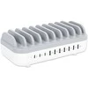 Manhattan įkrovimo stotis, 10x prievadų: 3x USB-C (iki 18W PD) ir 7x USB-A (iki 12W), 120W bendra išvestis, Baltas/Pilkas, Trejų metų garantija, dėžutė