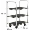 MSW Transportavimo lentynų vežimėlis su rankenomis, 3 lentynos iki 150 kg, 72 x 43 cm