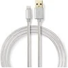 Nedis USB laidas | USB 2.0 | Apple Lightning 8 pin | USB-A vyrelis | 480Mbps | Paauksuotas | 3,00m | apvalus | Pintas / nailonas | Aliuminis | Pakuotė